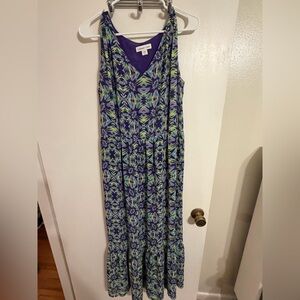 Coldwater Creek Floral Maxi Dress in Purple and Green